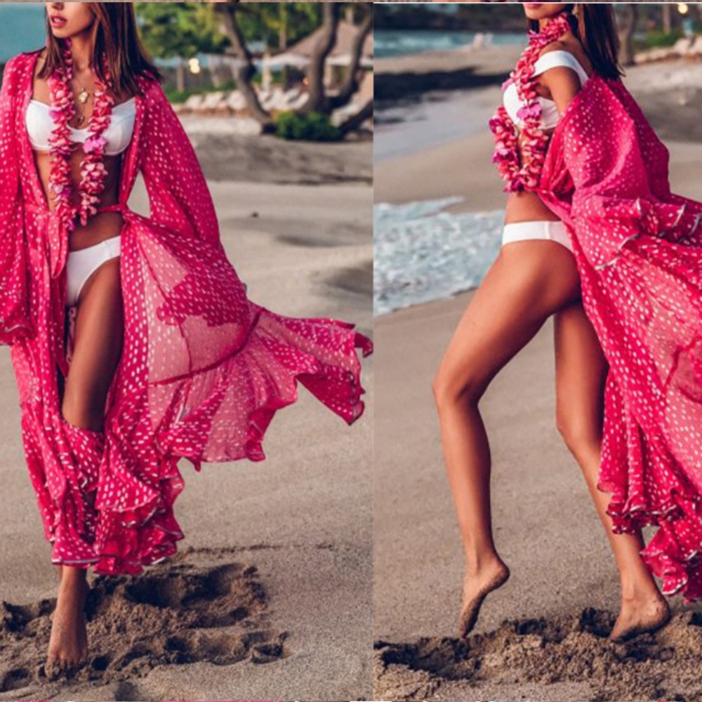 Red Ruffled Kimono - Picture 3 of 4